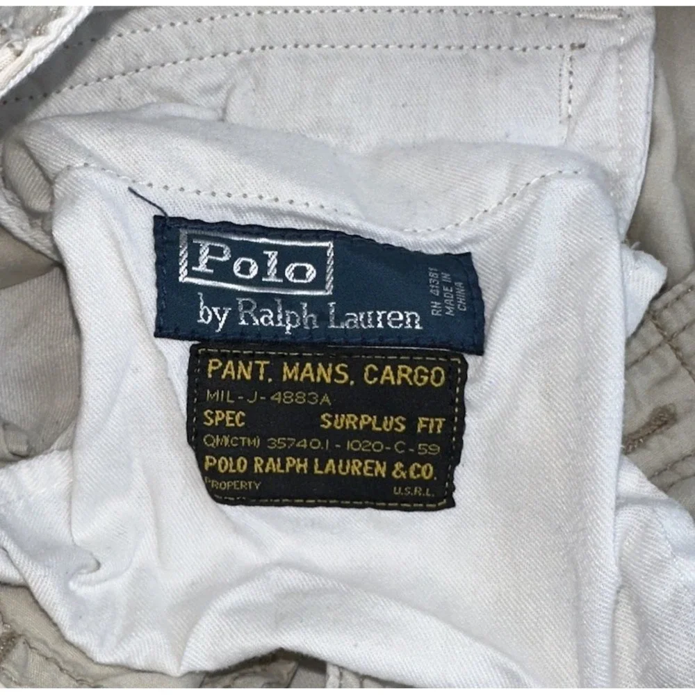 Polo Ralph Lauren Beige Beige Khaki Cargo‎ Shorts Men's Size 33 Y2K Baggy